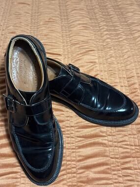 Johnston and Murphy Black Leather Buckle Closure Dress Shoe Size 12